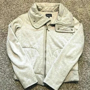 EUC Women’s Splendid Cropped Grey Bomber Jacket, Size Small